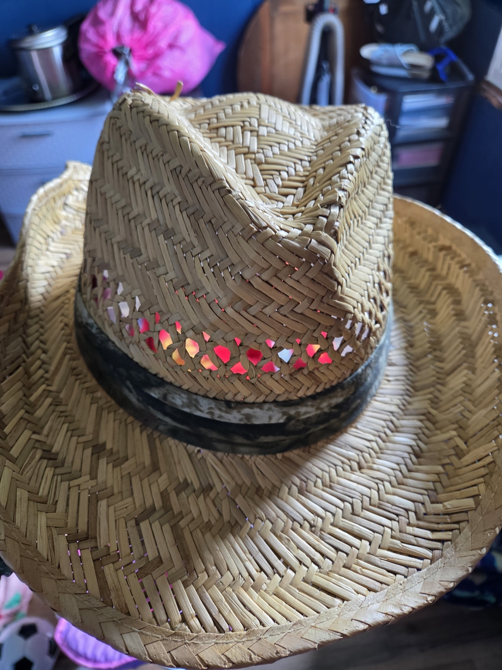 Straw Fedora Hat with Dark Band
